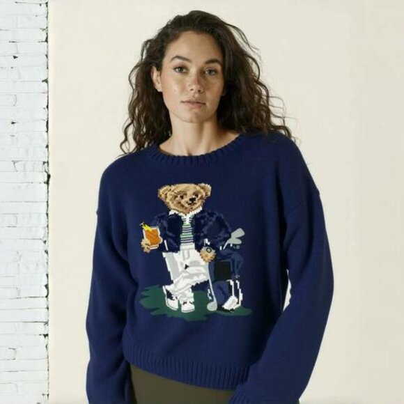 Ralph Lauren Blue Sweater with BearMotif - Picture 2 of 9